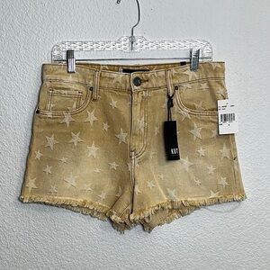 Kut From The Kloth Jane High Rise Short Tan Star Stretchy Shorts Size 4 NWT